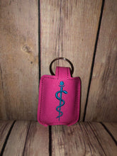 Rod of Asclepius Hand Sanitizer Holder Snap Tab Version In the Hoop Embroidery Project 1 oz BBW for 5x7 hoops
