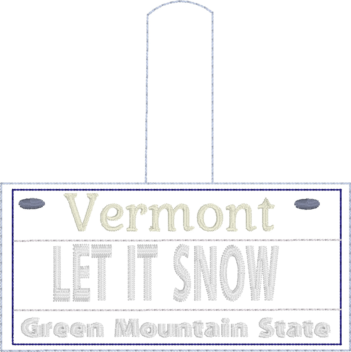 Vermont Plate Embroidery Snap Tab – Designs By Babymoon