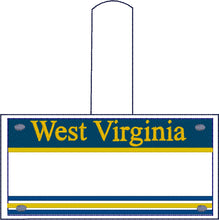 West Virginia Plate Embroidery Snap Tab